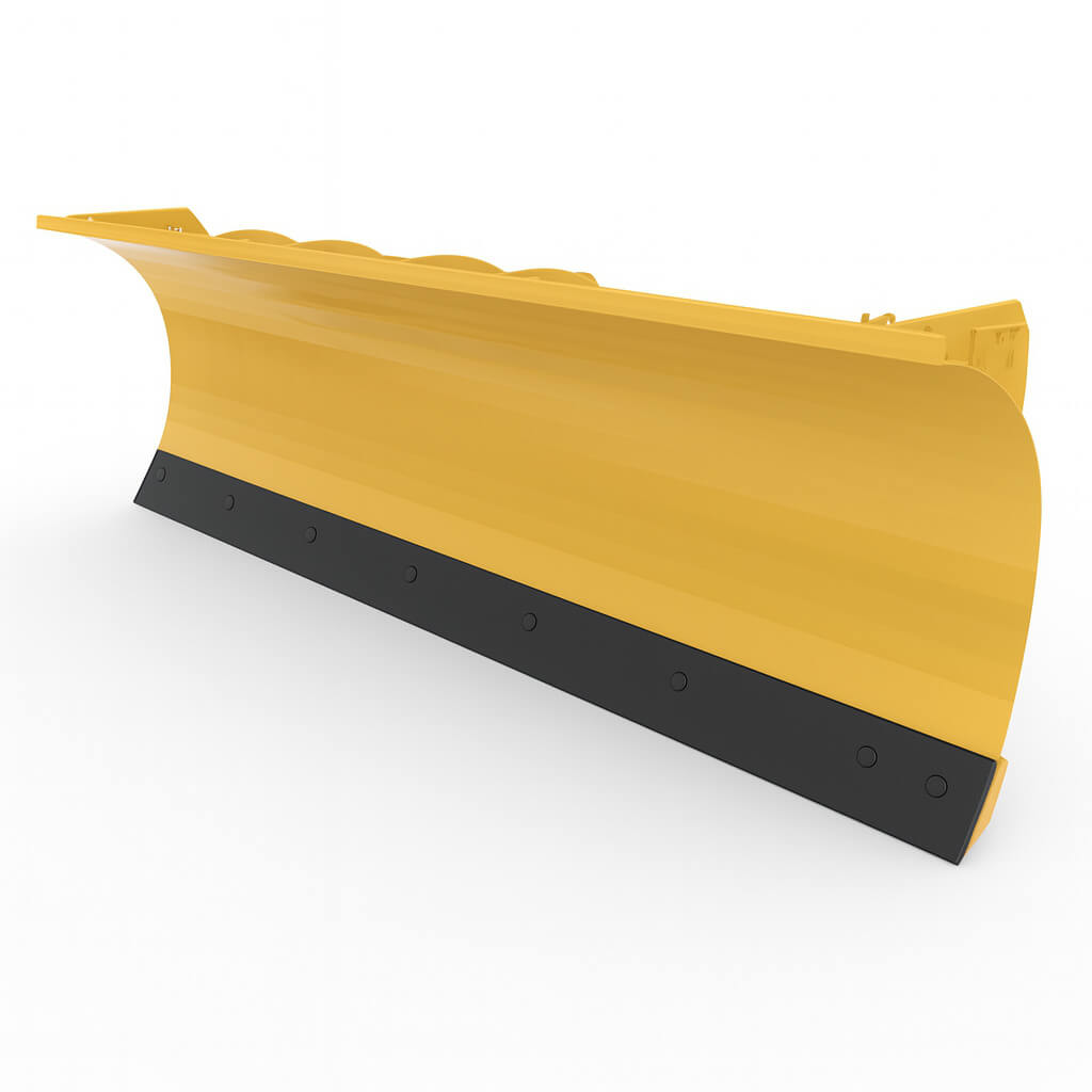 Yellow snow plow with rubber